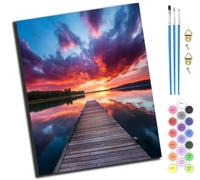 XIAOYOUQIAN The Lake is Burning,Paint by Numbers for Kids & Adults,DIY Acrylic Oil Painting Kits 16 X 20 Inch Hand Painted Gift -Frameless