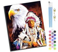 XIAOYOUQIAN The Old Man and The Sacred Eagle,Paint by Numbers Kit for Adults,Adults' Paint-by-Number Kits,Oil Painting for Wall Art,20X16Inch,-Frameless