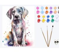 XIAOYOUQIAN Watercolor Dog Grey Labrador,Paint by Numbers Kits for Adults Beginners-, Oil Painting by Numbers Kids Canvas for Gift Home Wall Decor (16x20 Inch),Frameless