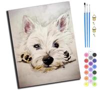 XIAOYOUQIAN West Highland White Terrier's Tranquility,Paint By Numbers Kit for Adults Kids,DIY Acrylic Oil Painting Kits for Wall Art Decor Gifts,40X50Cm，-Frameless