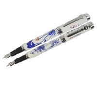 Xiaoyu 2PCS Jinhao 950 Blue and White Porcelain Fountain Pen Medium Nib 18KGP - Bamboo & Lotus