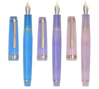 XIAOYU 3PCS Jinhao 82 Acrylic Fountain Pen, Iridium Nib Gold Trim with Ink Converter, Classic Smooth Transparent Writing Pen, Extra Fine Nib(0.38mm), Blue, Purple and Light Pink