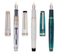 XIAOYU 3PCS Jinhao 82 Acrylic Fountain Pen, Iridium Nib Gold Trim with Ink Converter, Classic Smooth Transparent Fluorescence Writing Pen, Fine Nib(0.5mm), Transparent, White, Green