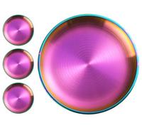 XIAOYU 4-Piece Stainless Steel Dinner Plates, 8.07 Inch Metal Plates Dishes, Modern Dinnerware Dishes Set for Home, Picnic, Outdoor Camping, Dishwasher Safe, Rainbow