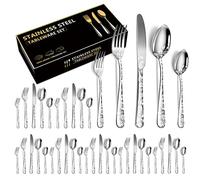 XIAOYU 40 Piece Silverware Set, Stainless Steel Flatware Set, Service for 8, Unique Pattern Design, Includes Dinner Knives/Forks/Spoons, Mirror Polished Cutlery Set, Silver