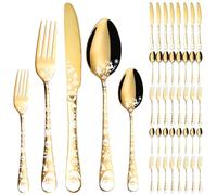 XIAOYU 40 Pieces Christmas Silverware Set, Service for 8, Stainless Steel Flatware Set, Cutlery Set Includes Spoon/Fork/Knife, Unique Christmas Patterns Perfect for Halloween Easter and Christmas