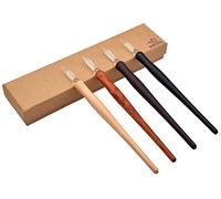 XIAOYU 4PCS Handmade Glass Wooden Dip Pen, Calligraphy Pen for Art Signatures Calligraphy Drawing Decoration, Long(20CM)