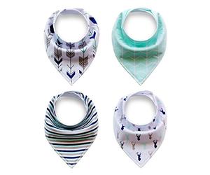 Xiaoyu 4PCS Unisex Baby Bandana Drool Bibs with Snaps for Boys & Girls, Super Absorbent, Soft & Modern, Style4