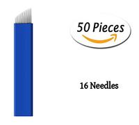Xiaoyu 50PCS Microblading Needles, Tattoo Needles, Microblading Pens Eyebrow Tattoo Needles, Blue, 16 Pin