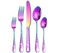 XIAOYU 5PCS Christmas Silverware Set, Food-Grade Stainless Steel Flatware Set with Unique Christmas Tree Pattern Handles, Knife Fork Spoon Set, Tableware Cutlery Set for Christmas, Halloween, Easter