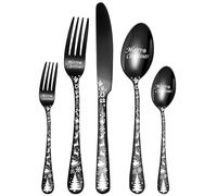 XIAOYU 5PCS Christmas Silverware Set, Food-Grade Stainless Steel Flatware Set with Unique Christmas Tree Pattern Handles, Knife Fork Spoon Set, Tableware Cutlery Set for Christmas, Halloween, Easter