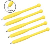 Xiaoyu 5PCS Disposable Manual Microblading Pen Eyebrows Tattoo Pen Blade for Semi-permanent Makeup, F12 Needles, Yellow