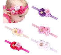 Xiaoyu 5PCS Sweet Baby Girl Multicolor Roses Flower Headbands, Perfect for Newborns/Toddlers