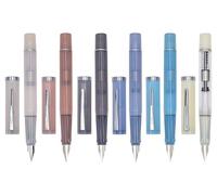 XIAOYU 6PCS Jinhao 58D Resin Fountain Pen Transparent Morandi Colors Iridium Nib Silver Trim with Converter Set, Extra Fine Nib(0.38mm)