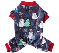 XIAOYU Christmas Dog Pajamas Soft Warm Pet Clothes Cat Apparel Winter Holiday Costumes for Small Dog Cat, Christmas Cat, M