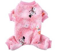 XIAOYU Christmas Pet Clothes Snowflake Pattern Warm Dog Pajamas Cat Jumpsuits Puppy Apparel, Pink, L