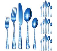 XIAOYU Christmas Silverware Set, 20 Piece Cutlery Set Includes Forks Knives and Spoons Service for 4, Unique Christmas Tree Pattern Design Flatware Tableware Set for Halloween Easter and Christmas