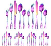XIAOYU Christmas Silverware Set, 30 Piece Includes 12 x Forks, 12 x Spoons, 6 x Knives, Stainless Steel Flatware Set, Unique Christmas Tree Pattern Decorative Cutlery Set, Mirror Polished Tableware