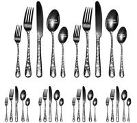 XIAOYU Christmas Silverware Set, 30 Piece Includes 12 x Forks, 12 x Spoons, 6 x Knives, Stainless Steel Flatware Set, Unique Christmas Tree Pattern Decorative Cutlery Set, Mirror Polished Tableware