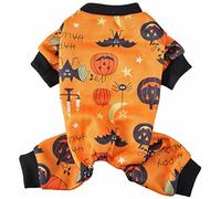 XIAOYU Dog Clothes for Small Pet Halloween Costume, Holiday Festival Coat Jumpsuit, Cat Apparel for Parties Cosplay, Candlelight/Pumpkin/Bat Pattern, M