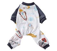 XIAOYU Dog Pajamas Cute Airship Pattern Soft Pet Jumpsuits Dog Clothes for Small Dogs and Cats, L