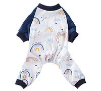 XIAOYU Dog Pajamas Cute Rainbow Pattern Soft Pet Jumpsuits Dog Clothes for Small Dogs and Cats, L
