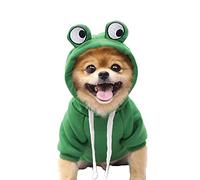 XIAOYU Frog Pet Costume Christmas Dog Fun Frog Shape Hoodie Fleece Dog Sweatshirt for Halloween Cosplay Puppy Jumpsuit Cat Clothes(XXL)