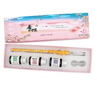 XIAOYU Glass Dip Pen Set, Calligraphy Pen Signature Pen Writing for School Stationery Art Decoration Supplies, Orange