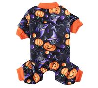 XIAOYU Halloween Dog Clothes for Small Pet Costume, Holiday Festival Coat Jumpsuit, Cat Apparel for Parties Cosplay, Wizard/Pumpkin Pattern, M