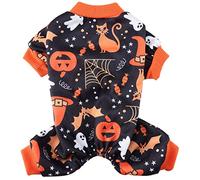 XIAOYU Halloween Dog Clothes for Small Pets - Festival Dog Coat Jumpsuit, Cat Apparel for Parties, Ghost/Pumpkin/Bat Pattern, XL