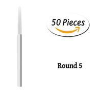 Xiaoyu Round Microblading Needles, Manual Fog Needle Eyebrow Tattoo Pen for Permanent Makeup, 50PCS, 5R
