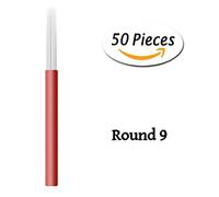 Xiaoyu Round Microblading Needles, Manual Fog Needle Eyebrow Tattoo Pen for Permanent Makeup, 50PCS, 9R
