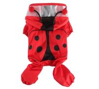 XIAOYU Waterproof Dog Raincoat, 4-Legged Dog Rain Jacket with Hood, Lightweight Outdoor Rain Poncho Gear for Small Dogs, Ladybug, XL