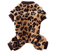XIAOYU Winter Warm Dog Pajamas Dog Jumpsuit 4 Legs Pet Apparel Cat Onesie Pjs for Small Dog Cat Apparel Outfits, Brown, S