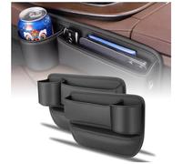 XIAOYUN 2 pcs Car Seat Gap Filler Storage for Mercedes-Benz SLK 200 R170 R171 R172,Leather Seat Storage Box with Cup Holder,Black