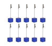 Xiaoyztan 10 Pcs Deep Blue Resin Cube Base Place Card Holder Alligator Clip Note Table Stand for Wedding Party or Meeting Displaying Alligator Clip Note Holder