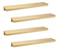 Xiaoyztan 4 Pcs 7.9-Inch Length Finger Edge Pull Handles Aluminum Alloy Panel Back Mounting Cabinet Door Pulls 160mm/6.3in Hole Spacing (Brushed Gold)