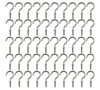 xiaozhenjida 50 Pcs Screw-in Ceiling Hooks Screw Hooks Cup Hooks Nickel Plated Hooks for Cabinet Shelf Silver 1 inch (Silver)