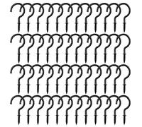 xiaozhenjida 50 Pcs Screw-in Ceiling Hooks Screw Hooks Cup Hooks Nickel Plated Hooks for Cabinet Shelf Black 1 inch(Black)