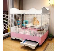 XIAOZHUANGXIONG Rabbit Hutch Indoor Bunny Cage, with Heightened Baffle And Skylight, Easy to Clean And Install, Double-layer Design, Large Capacity, A Variety of Colors Available (Color : Pink)