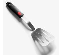 XiaoZu Stainless Steel Flexible Spatula Turner, Thin Metal Slotted Spatula for Cast Iron Skillet, Thin Blade and Heat Resistant Silicone Handle (Slotted Medium)