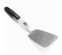 XiaoZu Stainless Steel Flexible Spatula Turner, Thin Metal Slotted Spatula for Cast Iron Skillet, Thin Blade and Heat Resistant Silicone Handle (Thin Large)