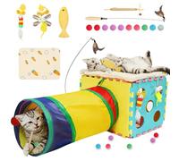 XIAPIA 7-Piece Cat Toys Set with Tunnel and Bed for Indoor Cats