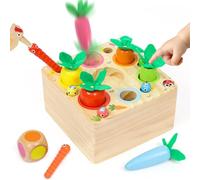 XIAPIA Baby Montessori Toys for 1 Year Old, Wooden Carrot Harvest Set | Magnetic Sorting and Pop Up Sensory Game for Toddlers 1-3 Years, Educational Learning Gifts for Boys and Girls