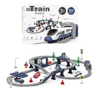 XIAPIA Electric Train Set, 104-Piece Motorized Railway Track Toy for Kids