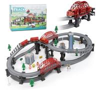XIAPIA Electric Train Sets Railway Learning Educational Toys for Kids Boys Girls Age 3 4 5 Years Up, 128 Pcs Track Accessories Car Set Christmas Xmas New Year Gifts