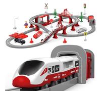 XIAPIA Electric Train Sets Railway Learning Educational Toys for Kids Boys Girls Age 3 Years Up, 104 Pcs Track Accessories Car Set Christmas Xmas New Year Gifts