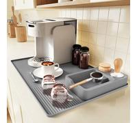 XIAPIA Silicone Coffee Machine Mat and Dish Drying Mat, 60x40cm, Grey