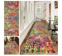Xiaputcr Low Pile Runner Rugs For Hallway Kitchen Runner Mat Non Slip Rubber Backed Washable Door Mat Heavy Duty Runner Rug Carpet Indoor Washable Rug Modern Long Geometric Hallway Carpet 40 x 180 cm