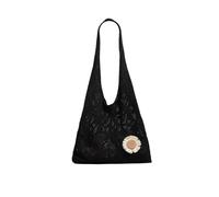 XIAQIQIFFF Crochet Hobo Bag For Women Boho Woven Beach Tote Handbags Bohemian Shoulder Purse Summer Vacation 2025(Black)